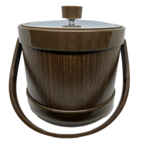 Vintage MCM Rustic Faux Wood Ice Bucket by ATAPCO